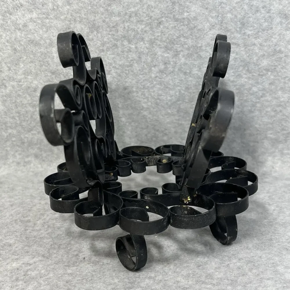 Vintage Black Metal Swirl Scroll‎ Napkin Letter Holder Wrought Iron ? Organizer